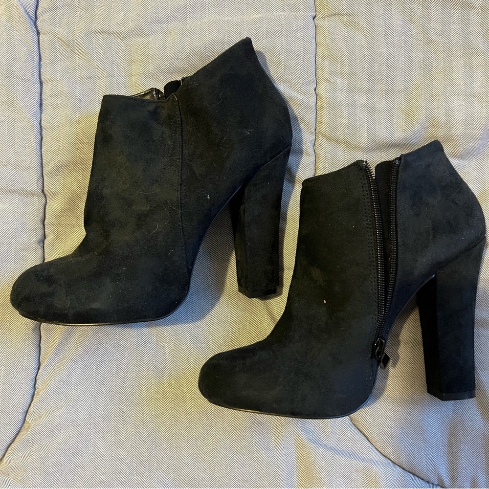 Black suede ankle boots